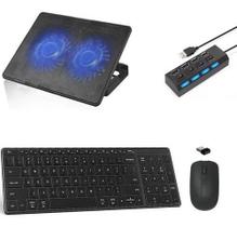 Teclado, Mouse Suporte Cooler 2x Hub Notebook Hp - Preto