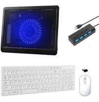 Teclado, Mouse, Suporte Cooler Hub 4 Notebook Acer - Branco Teclado, Mouse, Suporte Cooler Hub 4 Notebook Acer - Branco
