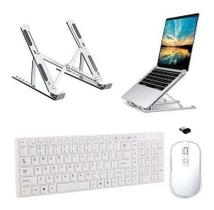 Teclado Mouse Wireless E Suporte Branco Para Notebook Dell Cor do teclado Prateado
