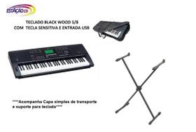 Teclado Musical 5/8 Black Wood 61 teclas (c/sensib.) + acess