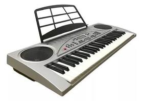 Teclado Musical 54 Teclas Prata Com Microfone Andaluz