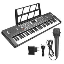 Teclado Musical 61 Teclas Com Funções Profissionais Display Microfone Com Fio E Suporte Partitura