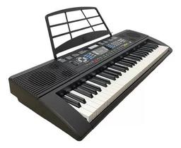 Teclado Musical 61 Teclas Com Microfone Preto Iniciante