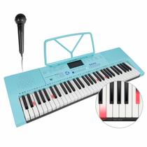 Teclado Musical 61 Teclas Iluminadas 300 Ritmos para Aprendizagem MXT + Microfone