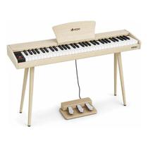 Teclado Musical 61 Teclas Semipesado Completo Com 3 Pedais Bege