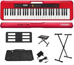 Teclado Musical Casio Casiotone CT-S200 61 Teclas Vermelho + Suporte + Capa + Banco