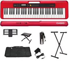 Teclado Musical Casio Casiotone CT-S200 61 Teclas Vermelho + Suporte + Capa + Pedal + Banco Teclado Musical Casio Casiotone CT-S200 61 Teclas Vermelho + Suporte + Capa + Pedal + Banco