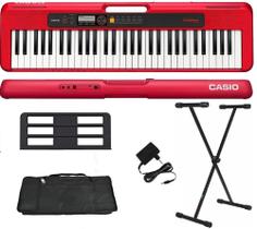 Teclado Musical Casio Casiotone CT-S200 61 Teclas Vermelho + Suporte + Capa