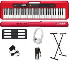 Teclado Musical Casio Casiotone CT-S200 61 Teclas Vermelho + Suporte + Pedal + Fone