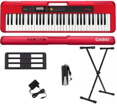 Teclado Musical Casio Casiotone CT-S200 61 Teclas Vermelho + Suporte + Pedal