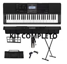 Teclado Musical Casio CTX 800 61 teclas preto Capa Suporte X Pedal Sustain