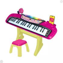 Teclado Musical Com Microfone E Banquinho F0143-6 - Fun - Fun Divirta-se