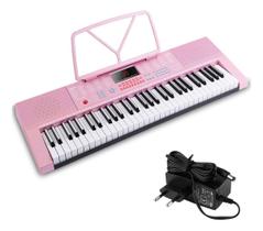 Teclado musical estudante mtx rosa m-t1280pk c/ 300 ritmos