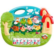 Teclado Musical Fazendinha para Crianças com Sons de Animais e Jogos Educativos
