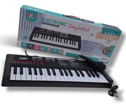 Teclado Musical Infantil 37 Teclas Com Microfone E Fonte Preto Teclado Musical Infantil 37 Teclas Com Microfone E Fonte Preto