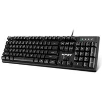 Teclado NPET K10V1 com fio de tamanho completo com 12 teclas multimídia