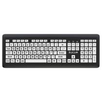 Teclado Nuklz N Magnus 325 sem fio com letras grandes preto e branco