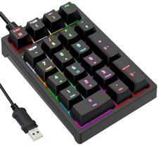Teclado numérico mecânico USB com fio com LED RGB retroiluminado