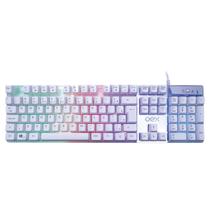Teclado OEX Gamer Prismatic ABNT2 LED Rainbow Branco TC205