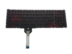 Teclado p/ notebook acer nitro an515-57 flat fino led red