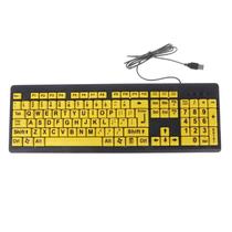 Teclado para Baixa Visão Tecla Amarela Letra Grande Modelo Slim