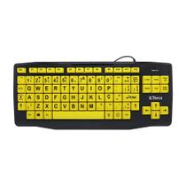 Teclado para Baixa Visão Teclas Amarelas Letras Pretas USB - ABNT2