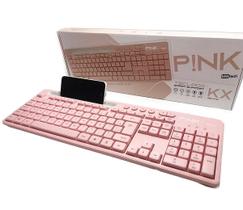 Teclado Para Computador Na Cor Rosa Com Suporte De Celular Teclado Para Computador Na Cor Rosa Com Suporte De Celular