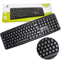 Teclado Para Escritório Computador Simples Preto Slim Usb Abnt2 Com Fio Confortável -