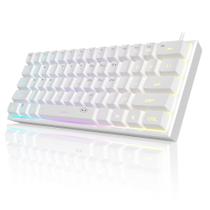 Teclado para jogos MageGee Mini 60% RGB retroiluminado TS91 branco