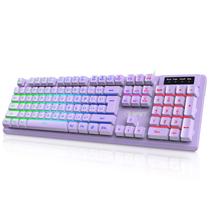 Teclado para jogos NPET K10 RGB retroiluminado, resistente a derramamentos, roxo