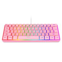 Teclado para jogos Snpurdiri 60% RGB retroiluminado rosa ultracompacto Teclado para jogos Snpurdiri 60% RGB retroiluminado rosa ultracompacto