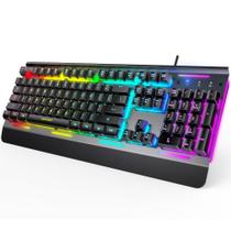 Teclado para jogos TECKNET com fio, painel de metal RGB IP32