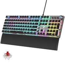 Teclado para jogos TECURS Mechanical com apoio de pulso 104 teclas vermelho