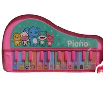 Teclado Piano Baby Infantil Musical Com Luz Bichinhos Melodias Rosa