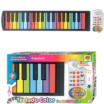Teclado Piano Colorido Flexível Dobrável 37 Teclas A Pilha Sons Instrumentos Original
