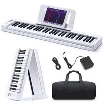 Teclado Piano Donner DP-06 - 61 Teclas, Bluetooth, Dobrável e Branco