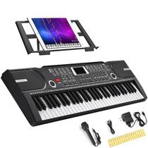 Teclado Piano HERTMUN 61 Teclas Portátil com Microfone e Alto-falantes Teclado Piano HERTMUN 61 Teclas Portátil com Microfone e Alto-falantes