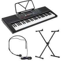 Teclado Piano Musical 61 Teclas + Suporte Em X + Microfone