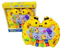 Teclado Piano Musical Bebê Brinquedo Infantil Divertido Girafinha Amarela