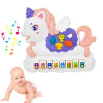 Teclado Piano Musical Bebê Brinquedo Infantil Divertido Som De Animais Unicórnio