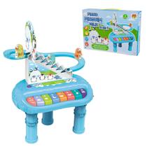 Teclado Piano Musical Escada Infantil Som Luz 2 Em 1 Pinguim