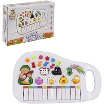 Teclado Piano Musical Infantil Baby Fazendinha Com Luz A Pilha Branco - Wellkids - WELLMIX