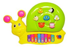 Teclado / Piano Musical Infantil Caracol Colors Com Luz A Pilha Na Caixa - DM TOYS