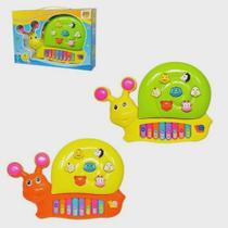 Teclado / Piano Musical Infantil Caracol Colors Com Luz A Pilha Na Caixa