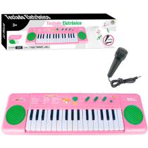 TECLADO / PIANO MUSICAL INFANTIL COM MICROFONE A PILHA 49 cm