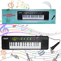 Teclado Piano Preto Musical Infantil Eletrônico 32 Teclas Com Microfone Para Criança - Hm Toys - NO.1803