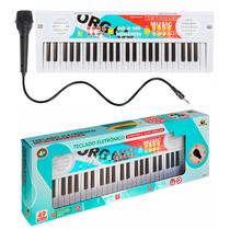 Teclado Pro Elétrico 49 Teclas Com Microfone Usb Ritmos Tons Gravação E Alto Falantes Duplos