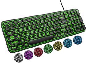 Teclado QUASIO com Teclas Grandes, Com Fio USB e Retroiluminação RGB de 7 Cores