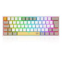 Teclado Redragon Fizz Gamer Mecânico RGB Switch Brown - Amarelo Branco e Cinza