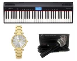 Teclado Roland Go Piano Microfone e Relógio DK11138-1 Kit